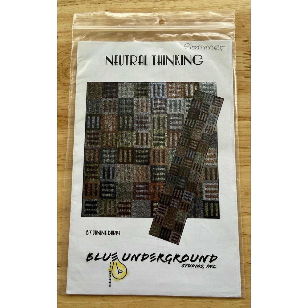 NEUTRAL‎ THINKING 56"x56" Quilt Or 21"x105" Bed Runner Pattern Blue Underground
